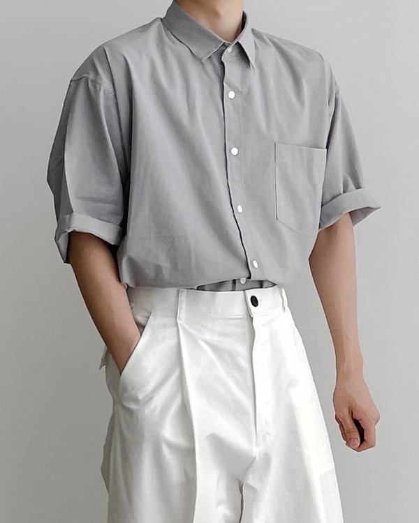 Pocket Linen Half Shirt 포켓 린넨 하프셔츠 (4 Color)