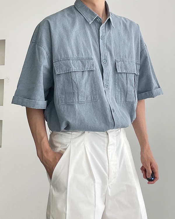 Washing Pocket Denim Shirt 워싱 포켓 데님 셔츠 (3 Color)