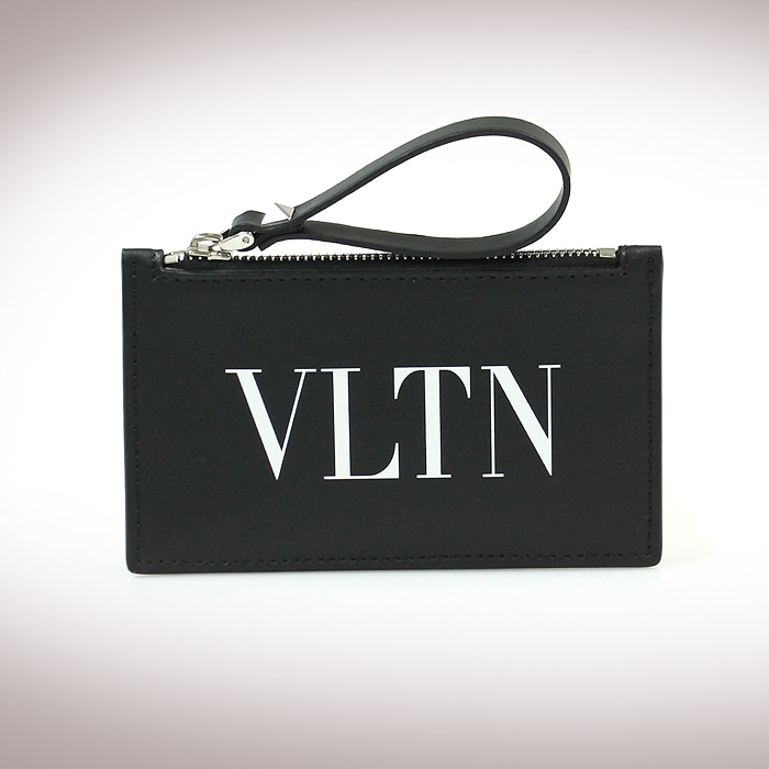 Valentino(발렌티노) 19년 RY2P0540LVN 블랙 레더 VLTN 로고 락스터드 지퍼 카드 지갑