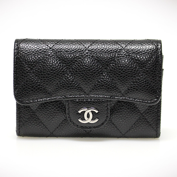 Chanel(샤넬) A80799 블랙 캐비어 은장 COCO로고 카드 지갑 (26번대)