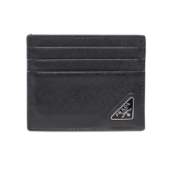Prada(프라다) 2MC223 블랙 사피아노 레더 은장 트라이앵글 로고 카드 지갑