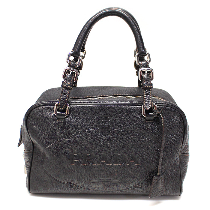 Prada(프라다) BR3091 블랙 비텔로 다이노 엠보스드 로고 토트백