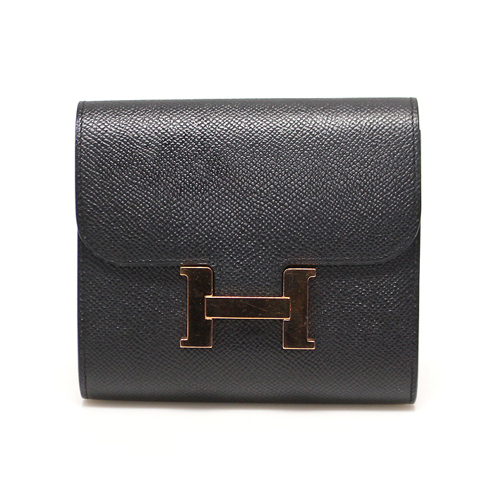Hermes(에르메스) H061865CD76 블랙 앱송 레더 콘스탄스 컴팩트 월렛 반지갑