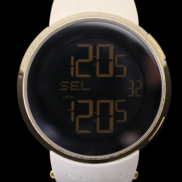 Gucci(구찌) YA114216 I-GUCCI 그래미 어워드 스페셜 에디션 화이트 러버 디지털 남성 시계