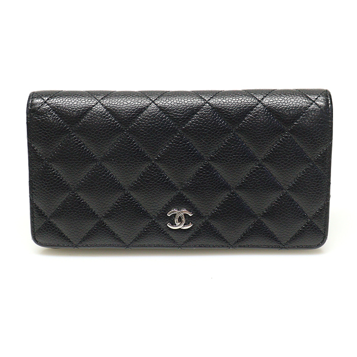 Chanel(샤넬) A31509 블랙 캐비어 은장 클래식 롱 플랩 장지갑 (19번대)