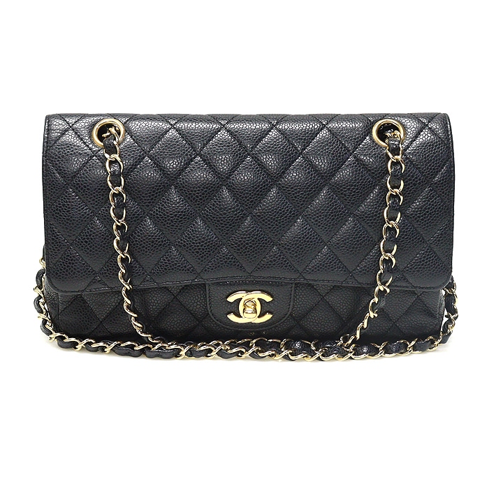 Chanel(샤넬) A01112 블랙 캐비어 금장 체인 클래식 미듐 플랩 숄더백 (13번대)
