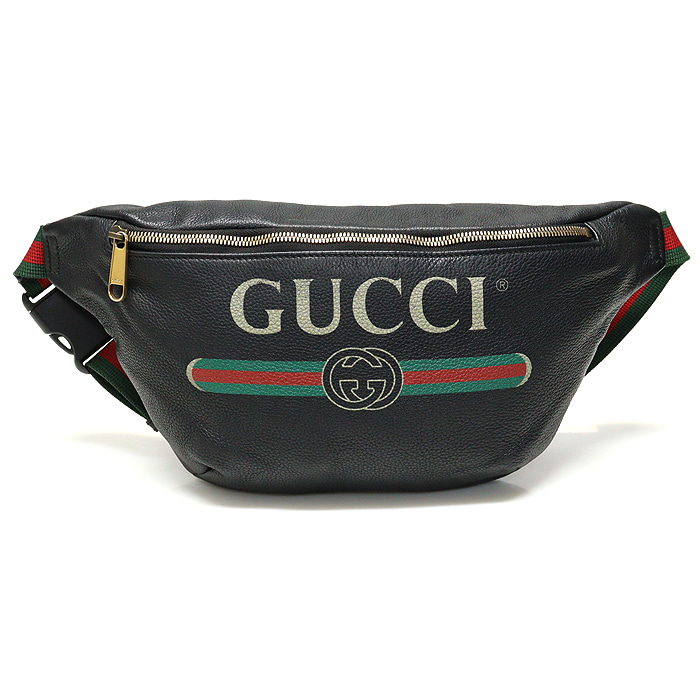 Gucci(구찌) 530412 블랙 레더 빈티지 로고 WEB 라지 벨트백 힙색