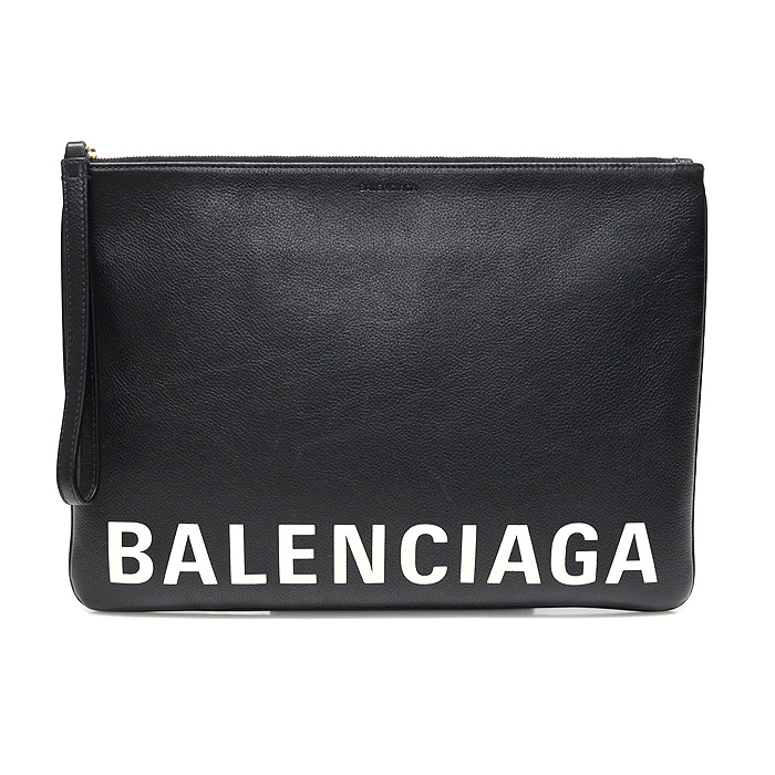 Balenciaga(발렌시아가) 594350 블랙 그레인 카프스킨 CASH 라지 스트랩 클러치