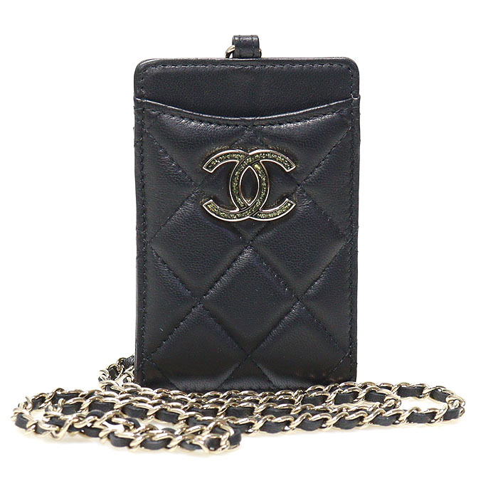 Chanel(샤넬) 블랙 카프스킨 금장 CC로고 카드 홀더 카드지갑 (30번대)