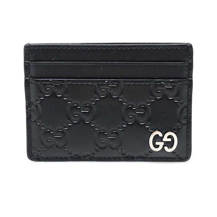 Gucci(구찌) 473927 블랙 시그니처 시마 레더 은장 GG 로고 카드 케이스 지갑