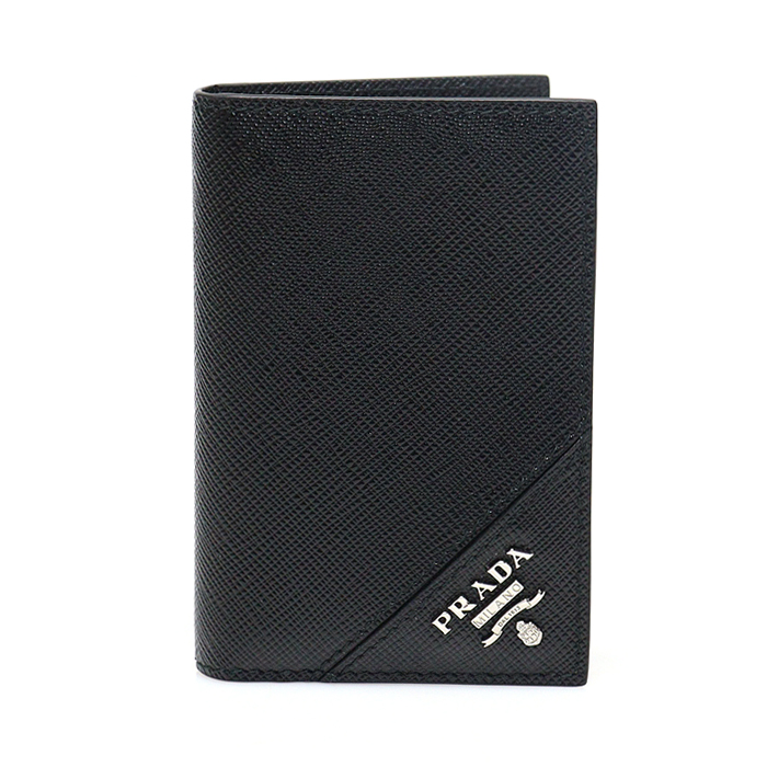 Prada(프라다) 2MC101 블랙 사피아노 은장 레터링 로고 카드홀더 카드지갑