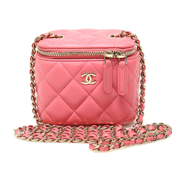 Chanel(샤넬) AP1340 핑크 램스킨 금장 베니티 코스메틱 미니 클래식 박스 체인 크로스백 (30번대)