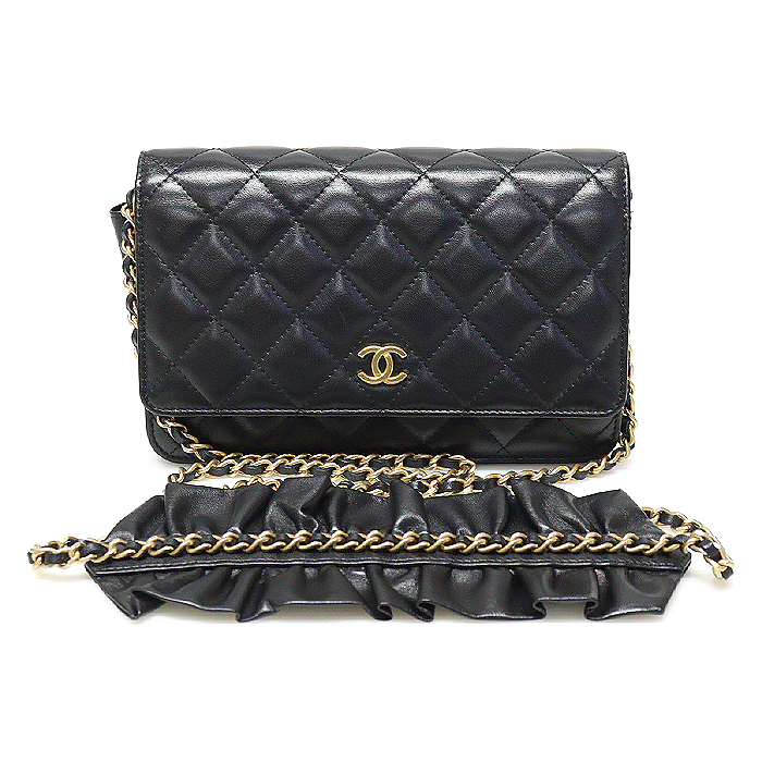 Chanel(샤넬) AP1814 블랙 램스킨 금장 CC로고 WOC 장지갑 체인 크로스백 (30번대)