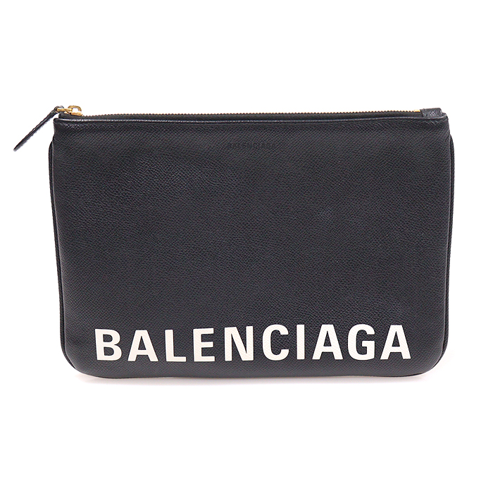 Balenciaga(발렌시아가) 579857 블랙 레더 빌 미디움 파우치 클러치