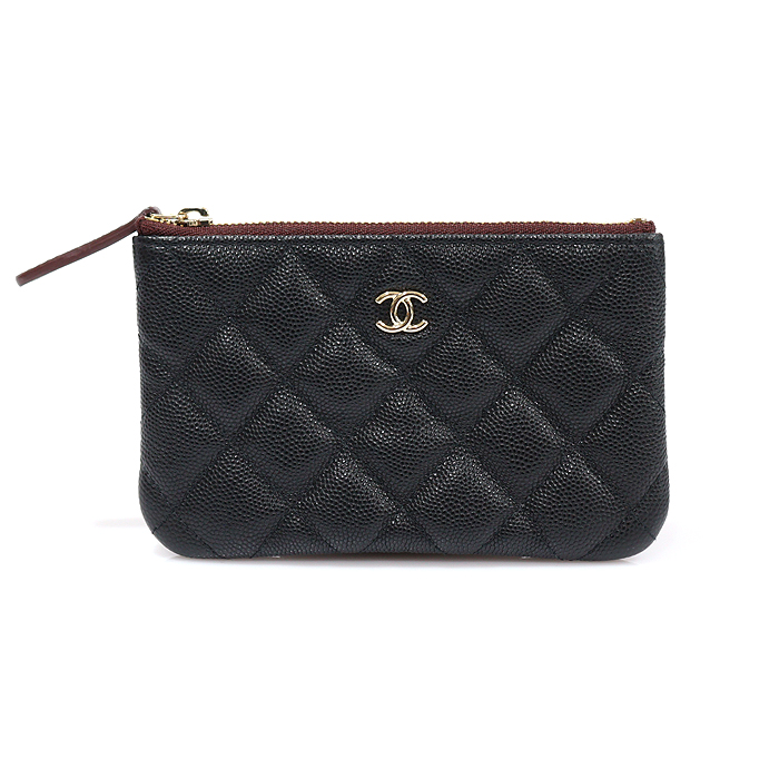 Chanel(샤넬) A82365 블랙 캐비어 금장 CC로고 클래식 미니 파우치 (31번대)