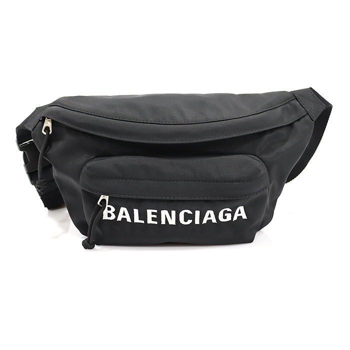 Balenciaga(발렌시아가) 533009 블랙 패브릭 휠 로고 패니 벨트백