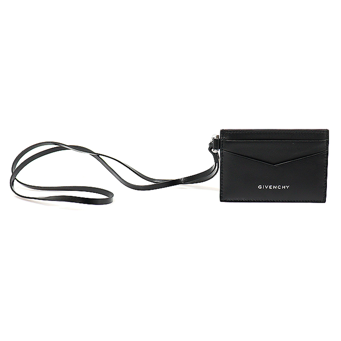 Givenchy(지방시) 블랙 레더 레터링 로고 4G 스트랩 카드 지갑
