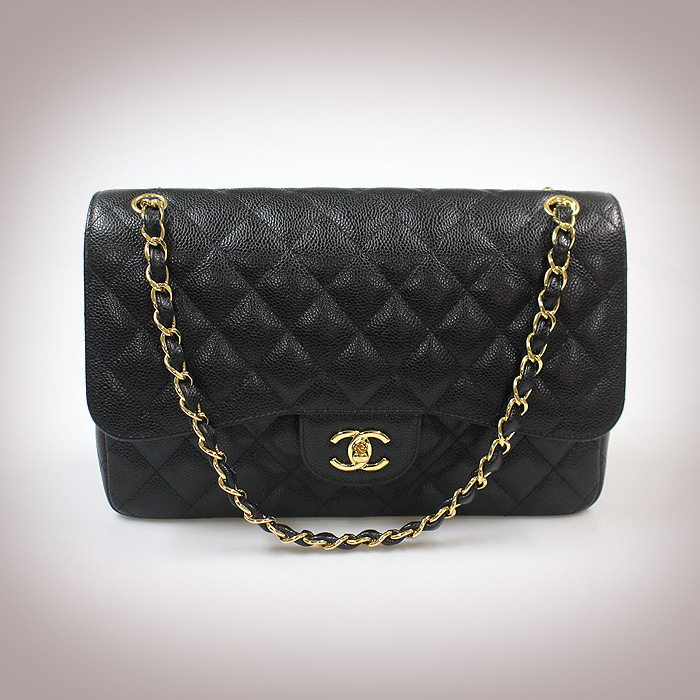 Chanel(샤넬) A58600 블랙 캐비어 금장 클래식 점보 투플랩 숄더백 (24번대)