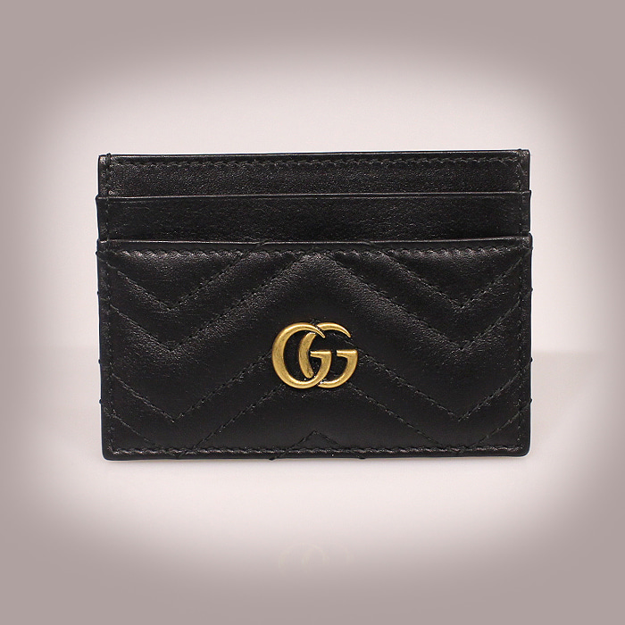 Gucci(구찌) 443127 DRW1T 1000 블랙 마틀라세 쉐브론 레더 금장 GG 마몬트 카드지갑