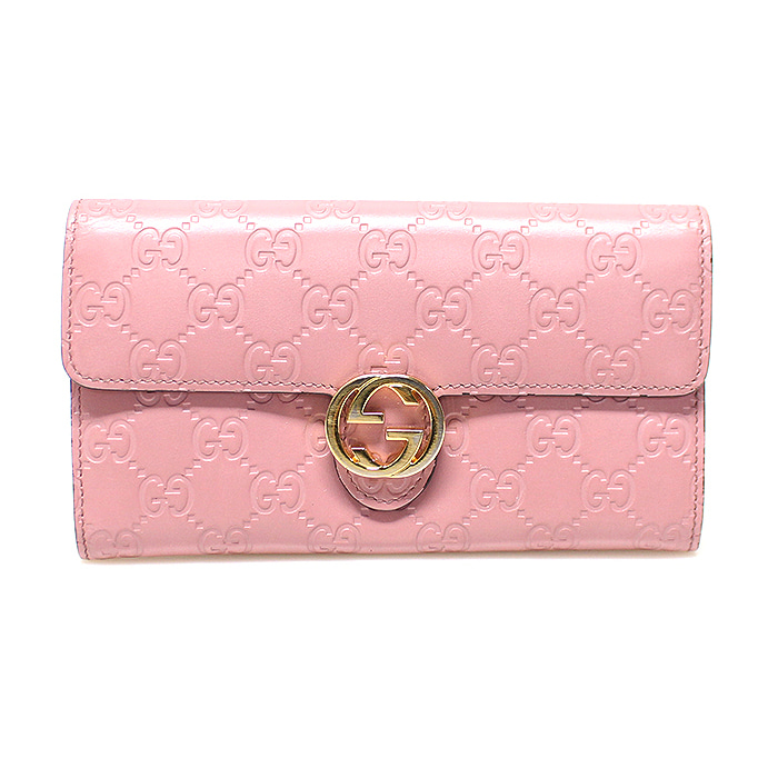 Gucci(구찌) 369663 핑크 시마 시그니처 레더 인터로킹 장지갑