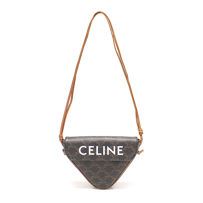 Celine(셀린느) 195902BZK.04LI 트리오페 캔버스 탄 카프스킨 트라이앵글 크로스백