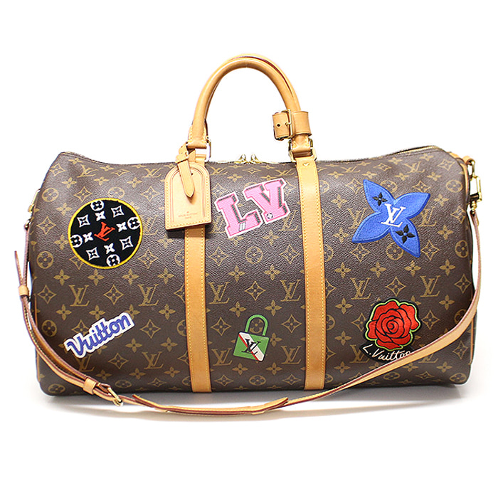 Louis Vuitton(루이비통) 2018 한정판 모노그램 캔버스 패치워크 키폴 반둘리에 50 여행용 가방 2WAY