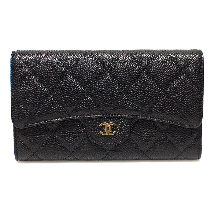 Chanel(샤넬) A31506 블랙 캐비어 금장 CC로고 클래식 플랩 장지갑 (18번대)