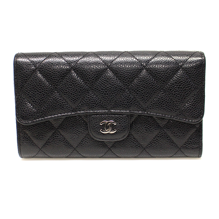 Chanel(샤넬) A31506 블랙 캐비어 은장 CC 로고 클래식 플랩 장지갑 (20번대)
