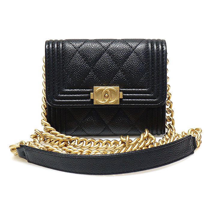 Chanel(샤넬) AP2206 블랙 캐비어 금장 보이 샤넬 플랩 체인 코인 지갑 미니 크로스백 (31번대)