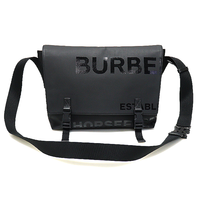 Burberry(버버리) 80367521 블랙 호스페리 프린트 코팅 캔버스 메신저 크로스백