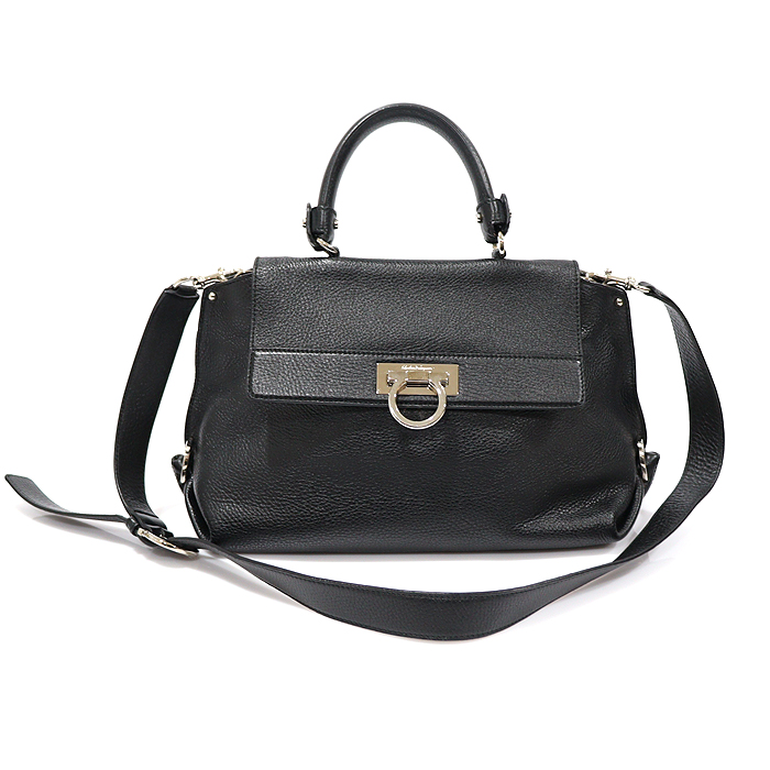 Ferragamo(페라가모) 21 A896 블랙 카프스킨 은장 간치니 소피아 스몰 2WAY