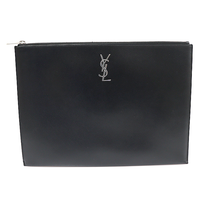 Saint Laurent(생로랑) 534680 블랙 카프스킨 모노그램 지퍼 라지 도큐먼트 홀더 클러치