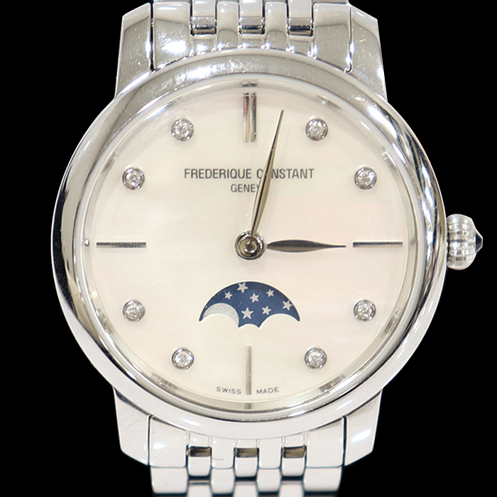 FREDERIQUE CONSTANT(프레드릭콘스탄트) FC-206MPWD1S6B 30MM 스틸 쿼츠 8P 다이아 클래식 슬림라인 문페이즈 여성 시계