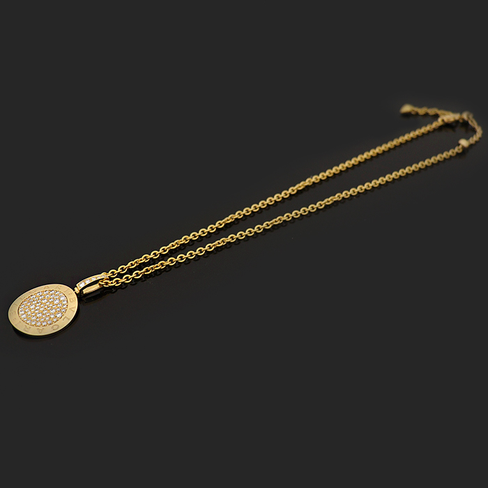 Bvlgari (Bulgari) CR854734 18K Yellow Gold BB 65P Pave Diamond Circle Necklace
