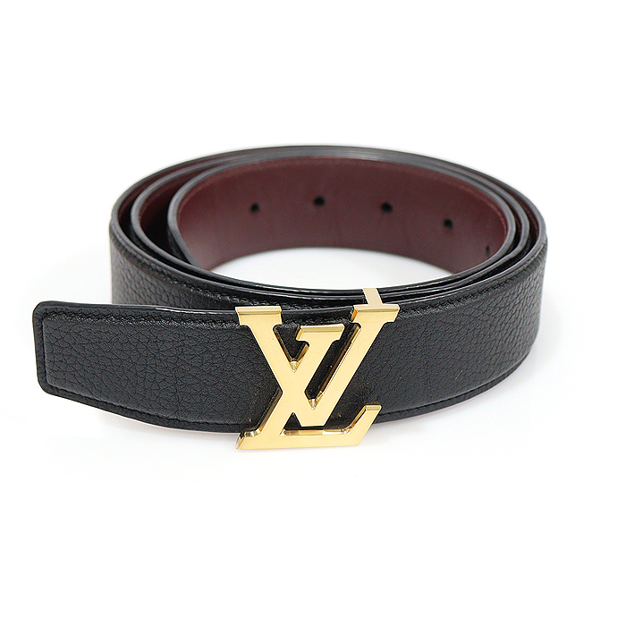 Louis Vuitton (Louis Vuitton) M8205T 35MM Black Grain Leather LV Heritage Reversible Men&#039;s Belt 95