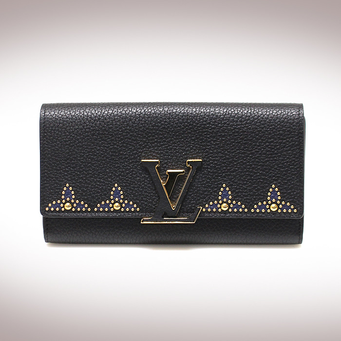 Louis Vuitton(루이비통) M63211 블랙 토뤼옹 레더 금장 카퓌신 월릿 장지갑