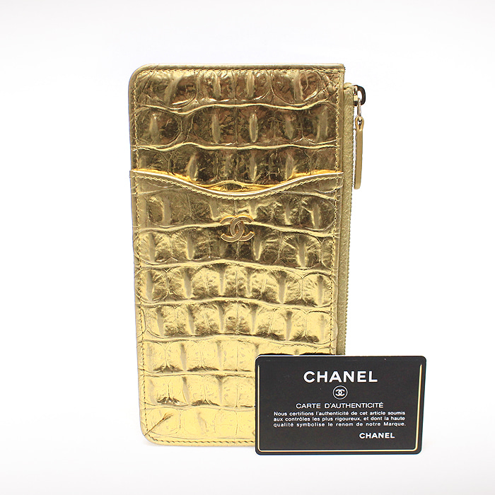 Chanel(샤넬) A81598 메탈릭 골드 크로커다일 패턴 아이폰 케이스 카드 파우치 (28번대)