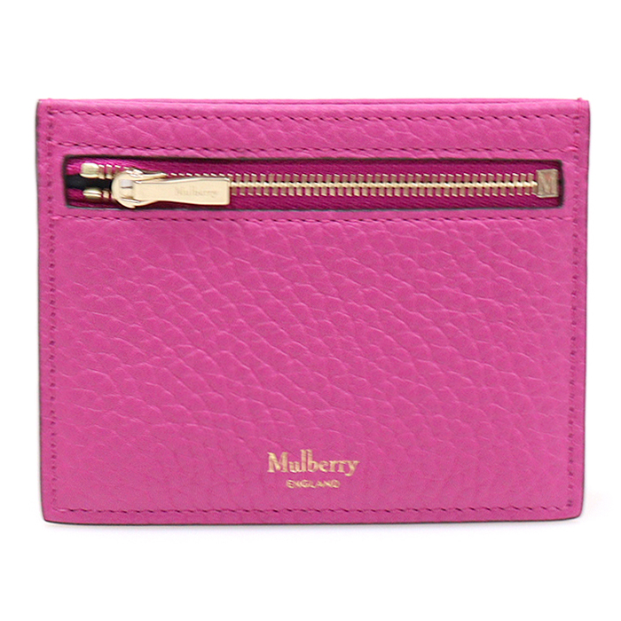 Mulberry(멀버리) RL6765 핑크 헤비 그레인 레더 지퍼 카드 지갑
