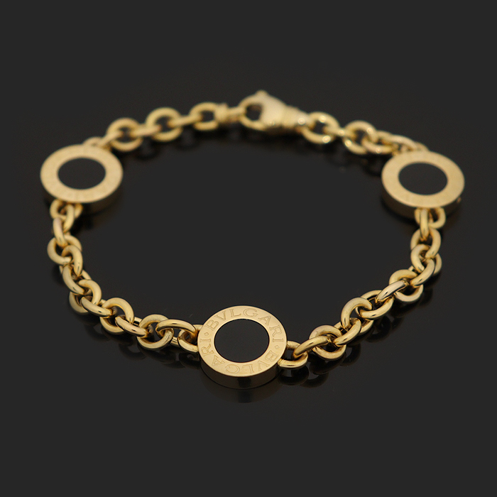 Bvlgari 18K Yellow Gold BB Black Onyx Bracelet