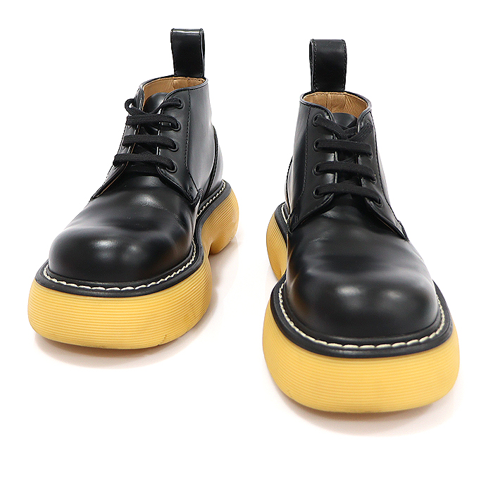 Bottega Veneta 651256 Black Tokyo Brushed Karpskin Bounce Lace Up Men&#039;s Ankle Boots 40