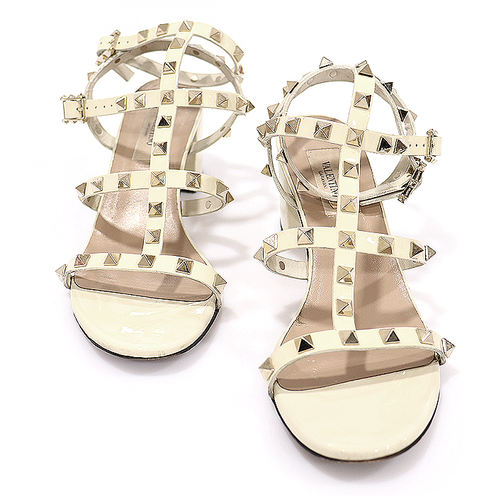 Valentino (Valentino) 4W2S0491VB Ivory Padded Leather Gold Laxed 60 MM Strap Women&#039;s Sandals 37.5