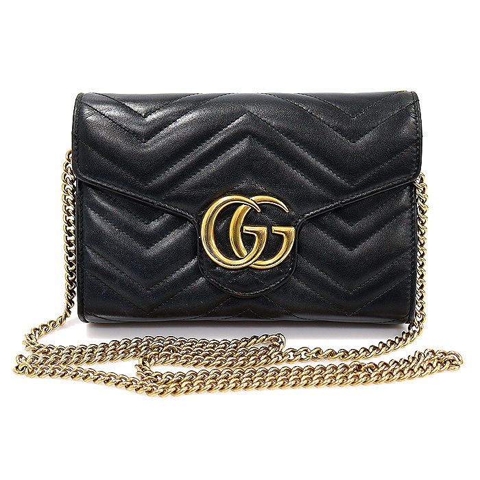 Gucci (Gucci) 474575 Black Matlase GG Mamon Mini Chain Cross Bag
