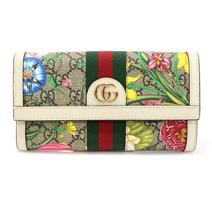 Gucci (Gucci) 52353 GG Supreme Canvas Floral WEB Gold Gloss Opidia Long Wallet