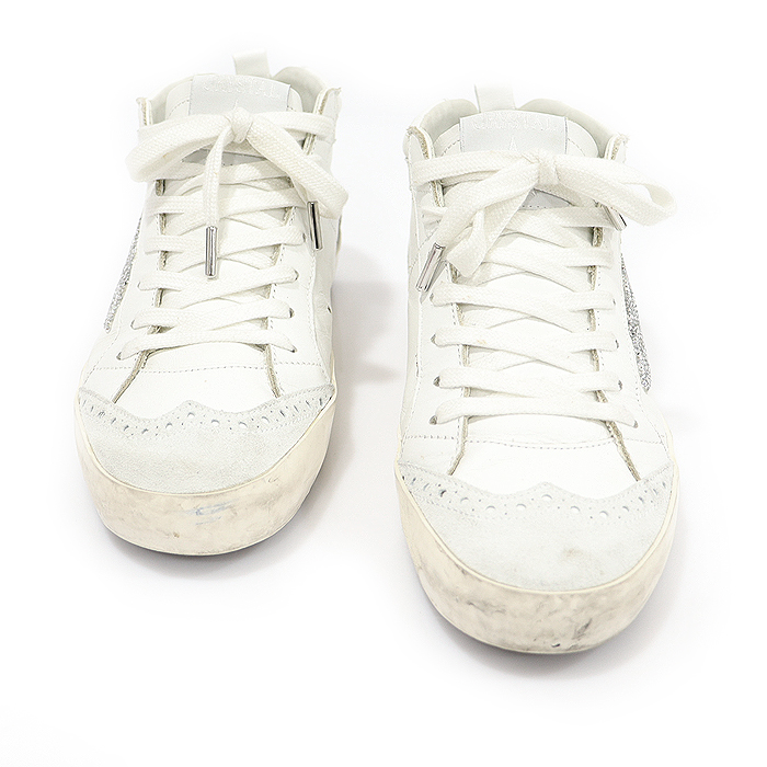 Golden Goose Limited White Leather Swarovski Crystal Star Midstar Women&#039;s Sneakers 35