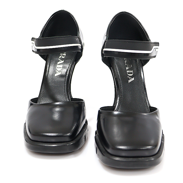 Prada (Prada) 1I424M Black Smooth Leather Strap Mary Jane Pumps Hill Women&#039;s Sandals 36