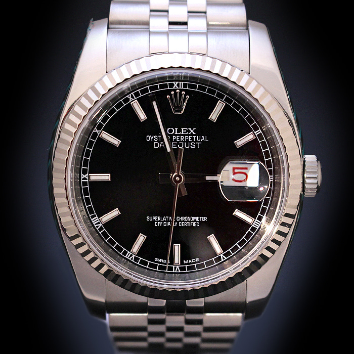 Rolex(로렉스) 116234 18K 화이트골드 콤비 블랙 데이트저스트 36 남성용 시계