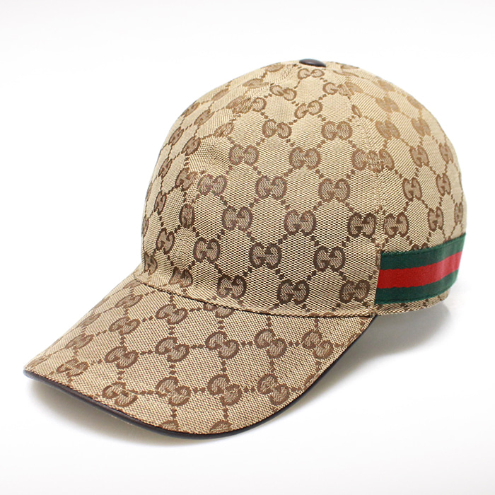 Gucci(구찌) 200035 오리지널 GG 캔버스 WEB 디테일 야구 모자 M