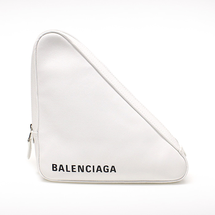 Balenciaga(발렌시아가) 476976 화이트 레더 트라이앵글 미디움 포쉐트 파우치 클러치백