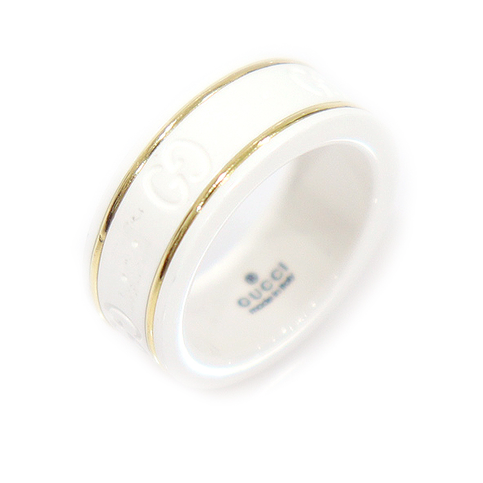 Gucci (Gucci) 325964 18K Yellow Gold White Zirconia Icon Ring No. 6