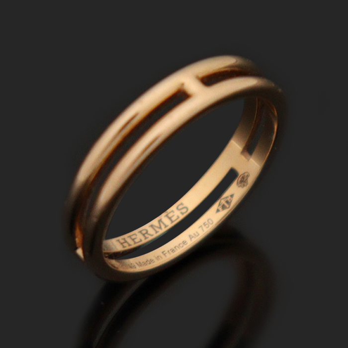 Hermes H119836B 18K Rose Gold Ariane Ariane Wedding Band Ring No. 49